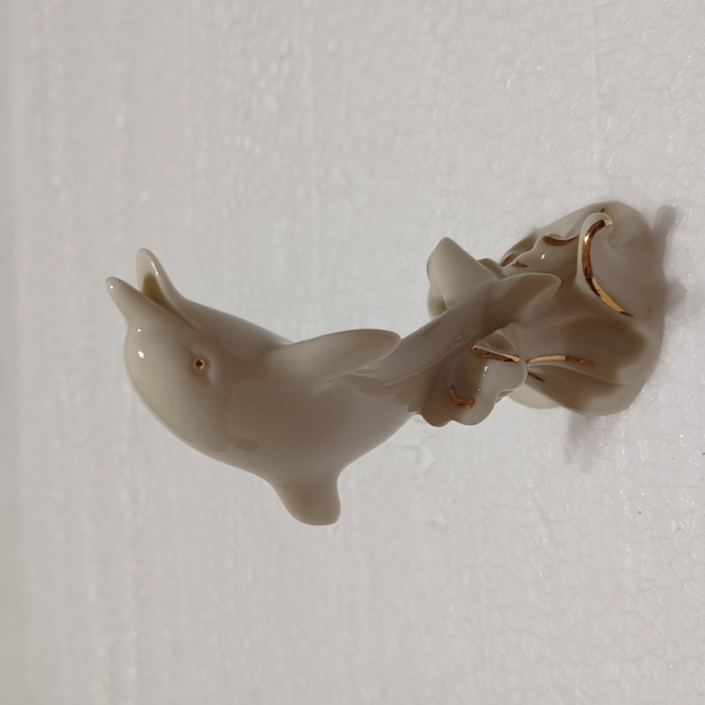 Lenox Miniature Leaping Dolphin Porcelain Figurine With Gold Trim